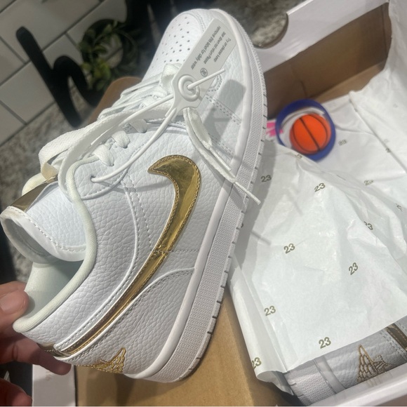 Jordan Other - Jordan White and Gold Sneakers Premium Design